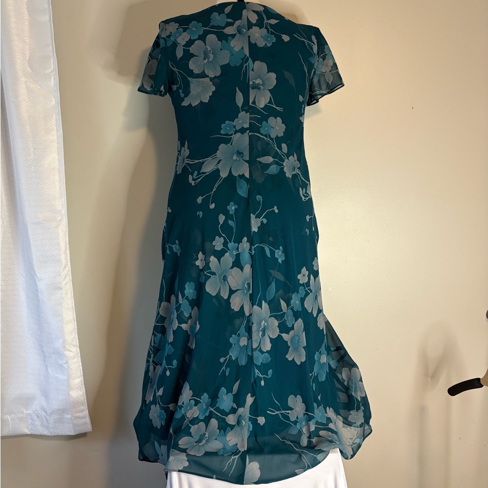 Talbots Teal Floral Midi Dress - Picture 2 of 3